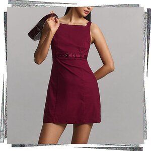 NWT: Red Boat Neck Mini Dress w/ High Waist Belt (4)